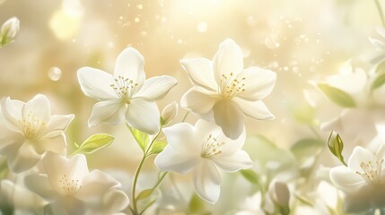 Obraz premium Enchanting Spring Blooms: Delicate White Flowers Illustration