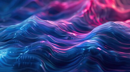 Fototapeta premium Abstract Wavy Lines with Blue and Pink Gradient