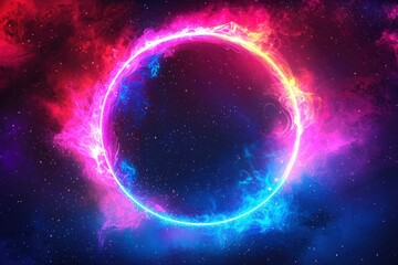 Obraz premium A Glowing Ring of Light Surrounded by Nebulae and Stars
