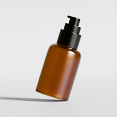 Realistic 3D render Cosmetic bottle brown color with isolated on background