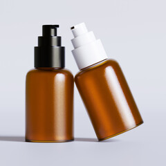 Realistic 3D render Cosmetic bottle brown color with isolated on background