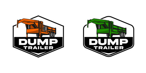 The emblem vector logo illustration features a dump trailer. Captures the essence of a dump trailer with a clean and professional look, making it ideal for branding and promotional material
