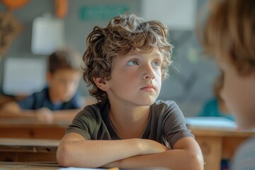 Little boy during the lesson