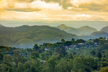 High angle view of the mountains around Konso, Ethiopia, a Unesco World Heritage Site.