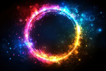 Obraz premium Glowing Ring of Fire and Ice in a Dark Cosmic Space