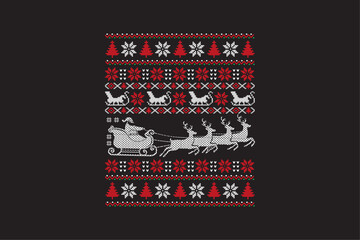 Santa Ugly Christmas Sweater Sublimation T shirt Pattern Design