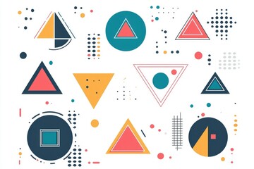 Abstract Geometric Pattern with Triangles, Circles, and Dots