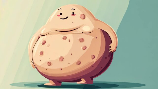 Animated character of a cheerful cookie with chocolate chips standing in a playful pose on a light background