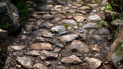 Obraz premium rock floor with walkpath at the garden : Generative AI