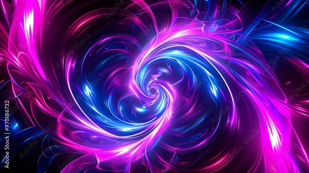 Poster colorful swirl elements with neon led illumination abstract futuristic background : generative ai