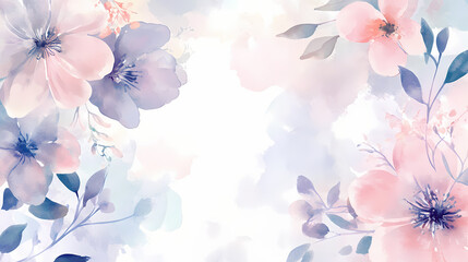 Obraz premium Flower and floral soft pastel watercolor background. wedding invitation floral frame element. Pastel. Illustration