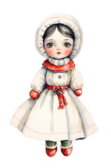 Rag Doll in Winter Style Isolated on Transparent Background, Cozy and Festive Illustration for Holiday and Seasonal Design Projects