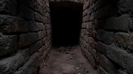 Dark and mysterious underground tunnel