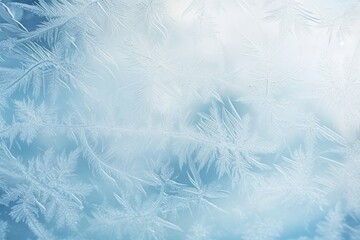Intricate frost patterns on glass
