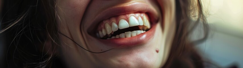 Obraz premium close-up of a smiling woman's mouth