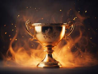 golden trophy in dramatic lighting