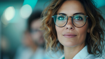Fototapeta na wymiar Two Busy Happy Professional Business People Working
