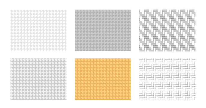 Set of bamboo weaving and herringbone pattern broken twill weave seamless. print for Fashion accessory clothing technical illustration. Vector Black grey beige lines flat sketch outline isolated