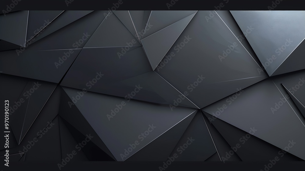 Fototapete black white abstract background geometric shape lines triangles 3d effect light glow shadow gradient
