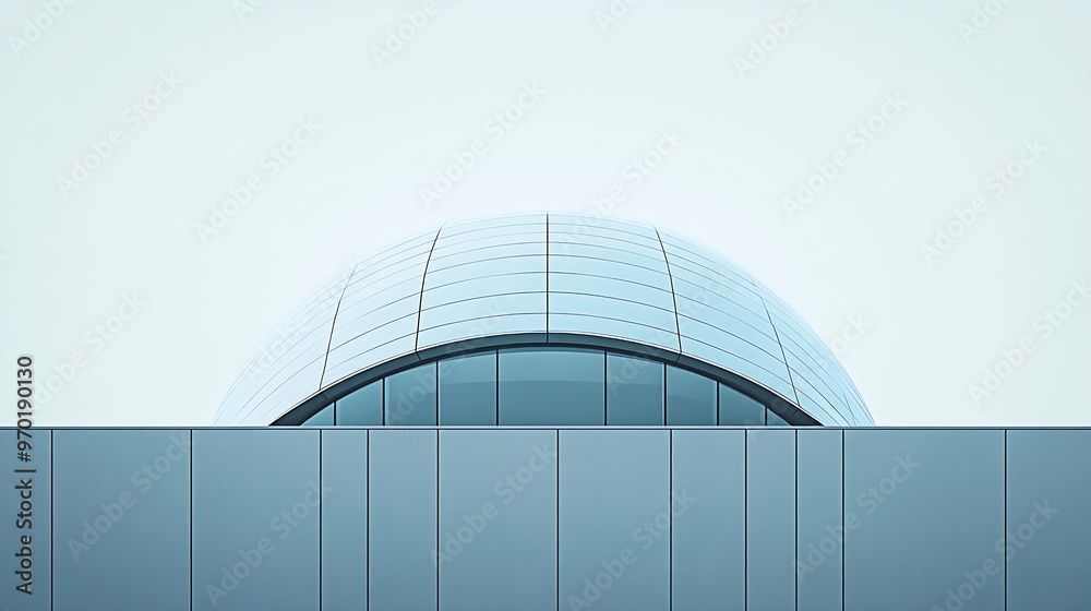 Poster Partially isolated colorized photo of roof structure Abstract modern architecture Fragment of hitech building Round dome shape Commercial estate Minimal background Geometric pattern of : Generative AI
