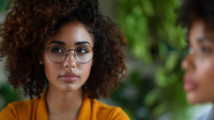 Two Diverse Speaker Women Presenting Marketing Rep