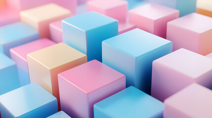 Obraz premium Multicolored tech background, with a geometric 3d structure. clean, pastel colored design with simple, modern forms. 3d render. Pastel. Illustration