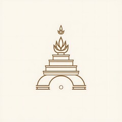 Abstract Line Art Illustration of a Tower with a Flame Atop