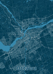 Ottawa, Ontario, Canada artistic blueprint map poster