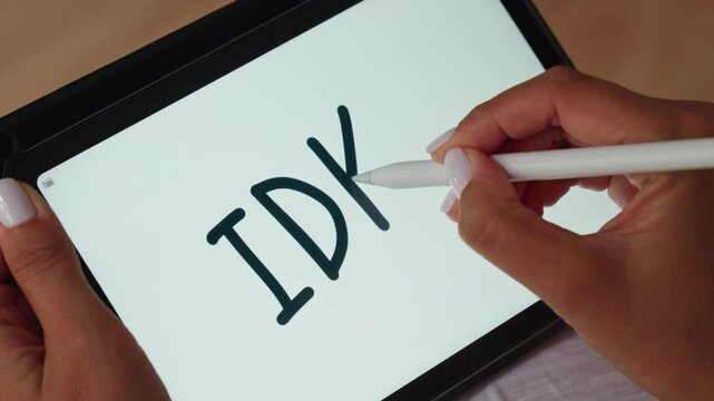Person drawing on tablet with pen