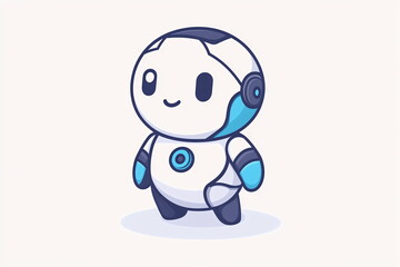 Sleek young AI bot with a smooth metallic body, glowing blue accents, and expressive, bright eyes stands in a futuristic, high-tech environment filled with holographic screens and flowing data Generat