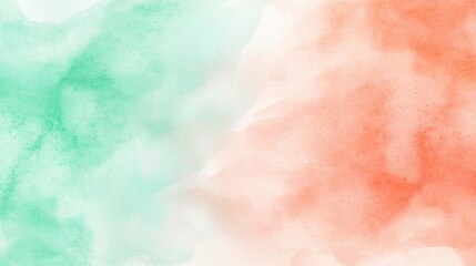 Obraz premium Soft washes of mint and coral, abstract watercolor background
