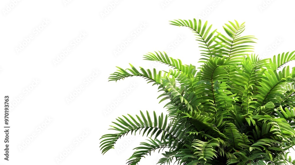 Poster tropical plant fern bush shrub tree isolated on white background with clipping path : generative ai