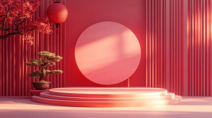 Background of China Wind E-commerce Product Exhibition Stand