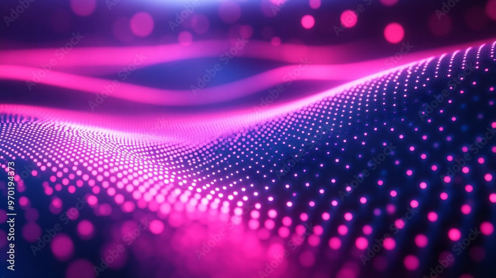 Aufkleber Neon illuminated dynamic sheets wallpaper Abstract business background : Generative AI