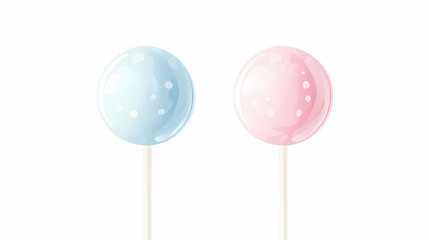 Two pastel lollipops, white background, front view, clean and simple vector illustration. Pastel. Illustration