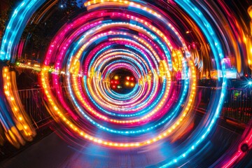 Obraz premium Abstract Circular Light Patterns in Pink, Blue, and Yellow