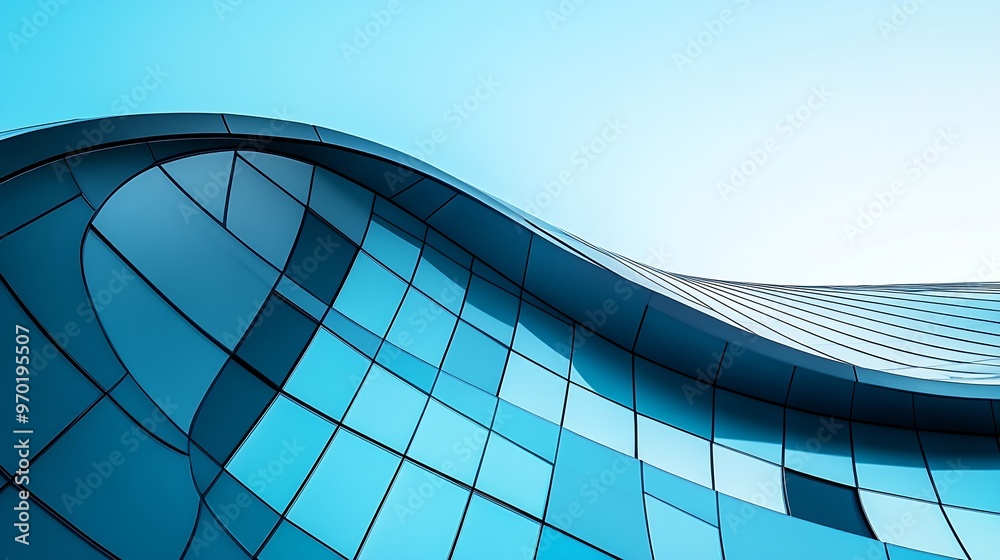 Aufkleber Partially isolated colorized photo of roof structure Abstract modern architecture Fragment of hitech building Round dome shape Commercial estate Minimal background Geometric pattern of : Generative AI