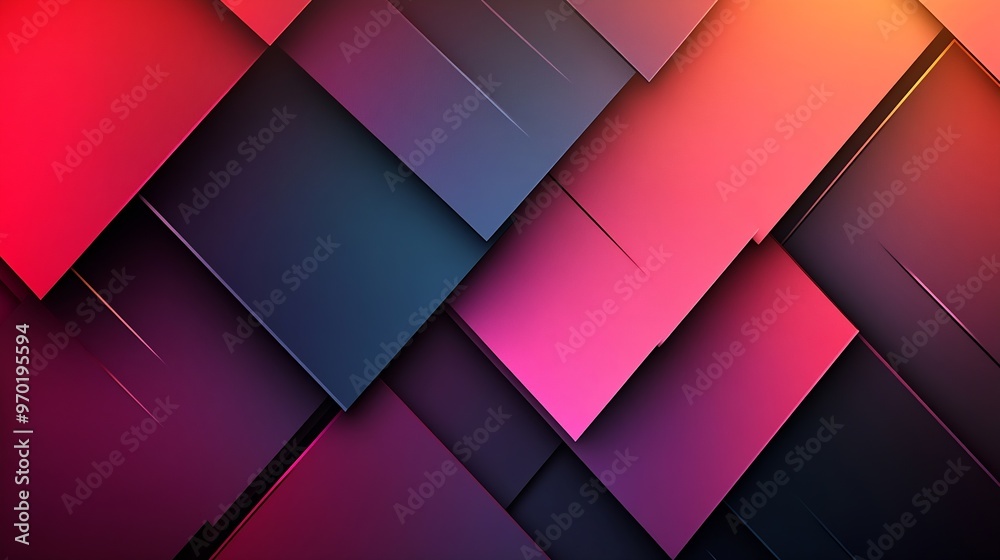 Aufkleber Black pink red modern abstract background Geometric shape Viva magenta Color 2023 Triangles lines stripes Futuristic Gradient Clock business time concept Bright Minimal Web banner : Generative AI