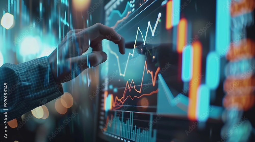 Aufkleber banking business finance and investment concept businessman analyzing market data financial graph re