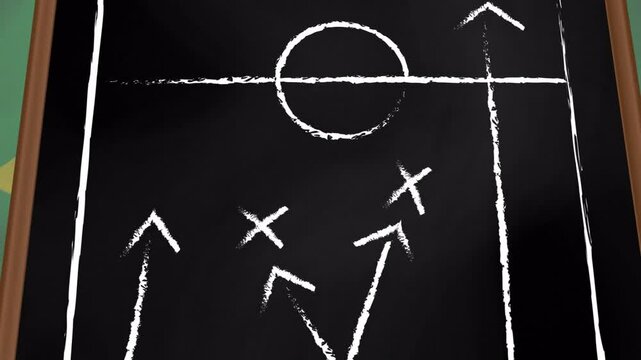 Animation of tactics data processing over sports field background
