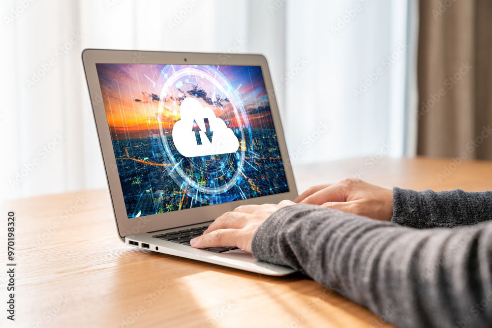 Poster cloud computing software for modish remote work and personal data storage