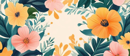 Hand drawn background featuring summer flowers