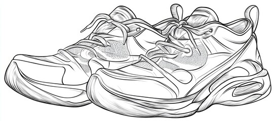 Obraz premium Line art illustration template featuring a design of shoes