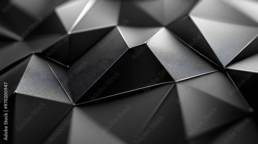 Leinwandbilder black white abstract background geometric shape lines triangles 3d effect light glow shadow gradient