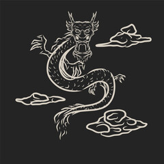 Fototapeta premium Dragon hand drawn vector illustration 