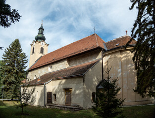 Fototapeta premium Unterwaltersdorf catholic church elements of decoration interior and exterior, Austria