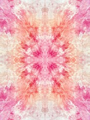 Fototapeta premium Vibrant Tie Dye Design Stunning Watercolor Kaleidoscope Contemporary Tie Dye Style Soft Pink and Cream Color Palette Artistic Abstract Texture Enchanting Fashion Inspired Artwork Fantasy Illustrati