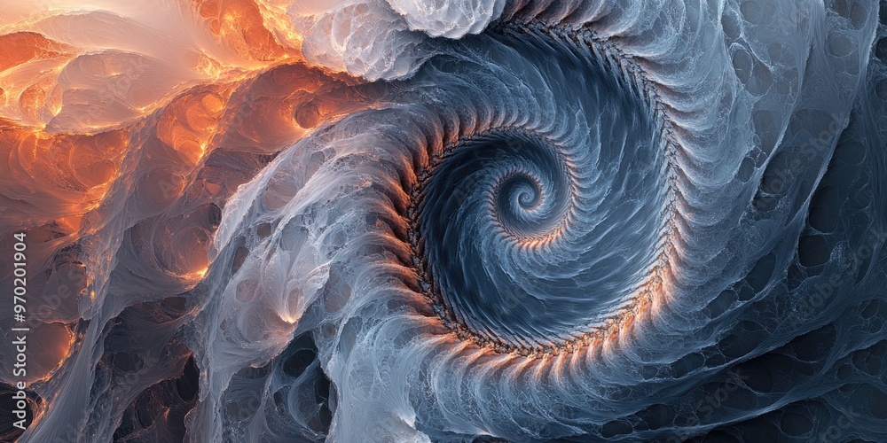 Fototapete abstract fractal spiral design created through computer generated techniques
