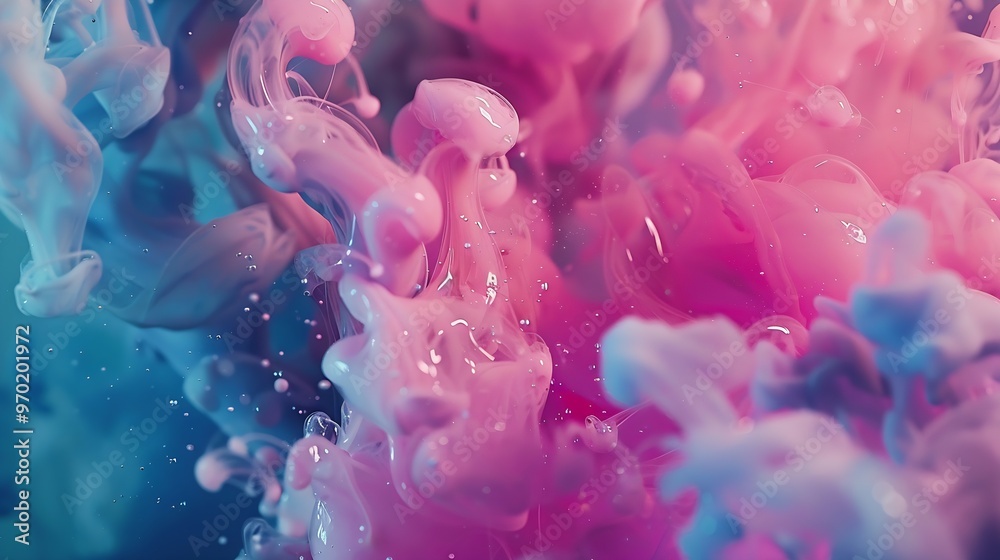 Aufkleber Abstract color mix  color drops in water  drop of Ink color mix paint falling on water Colorful ink in water : Generative AI