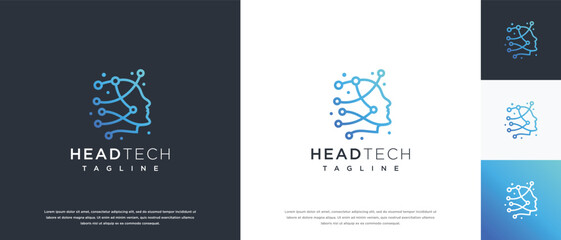 human head smart technology logo design template.
human head logo icon, mind, and technology